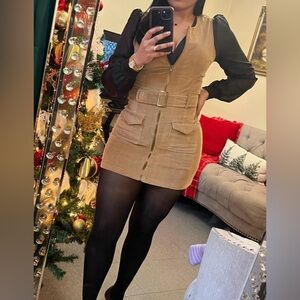 Oster Tan and Black Midi Dress